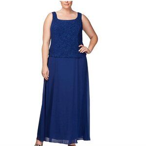Alex Evenings Glitter Jacquard Knit Long Dress